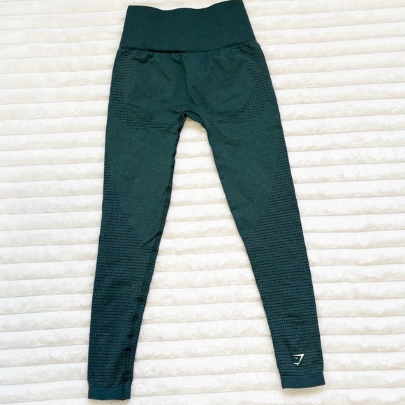 GYMSHARK Seamless Leggings High Waisted Butt Lifting Green Size XS - Picture 3 of 11